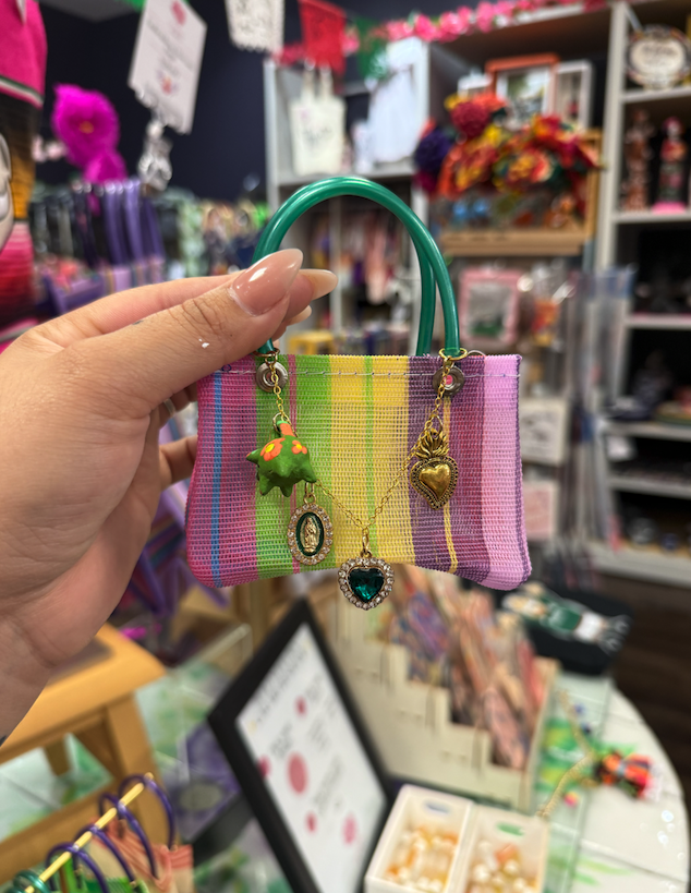 Mini Mercado Bag Keychain with Charms